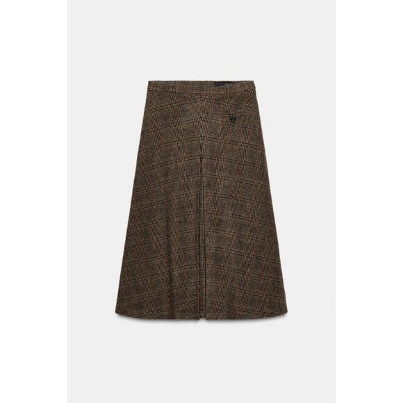 ZARA ZW COLLECTION CHECK SKIRT WITH WOOL AND PLEATS - Picture 8 of 10